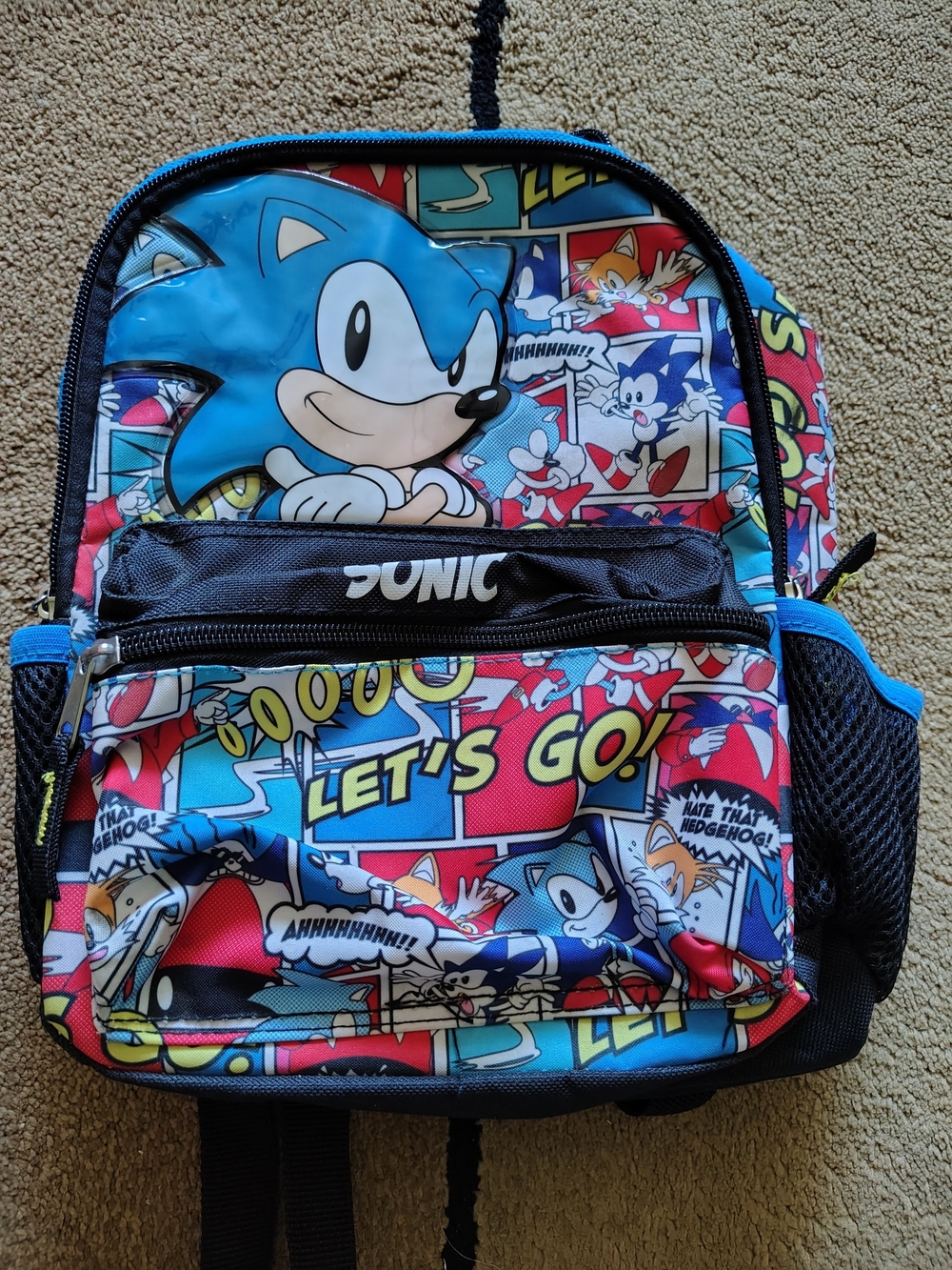 SONIC The HEDGEHOG  Backpack 12" Book Bag  Comic Book Print